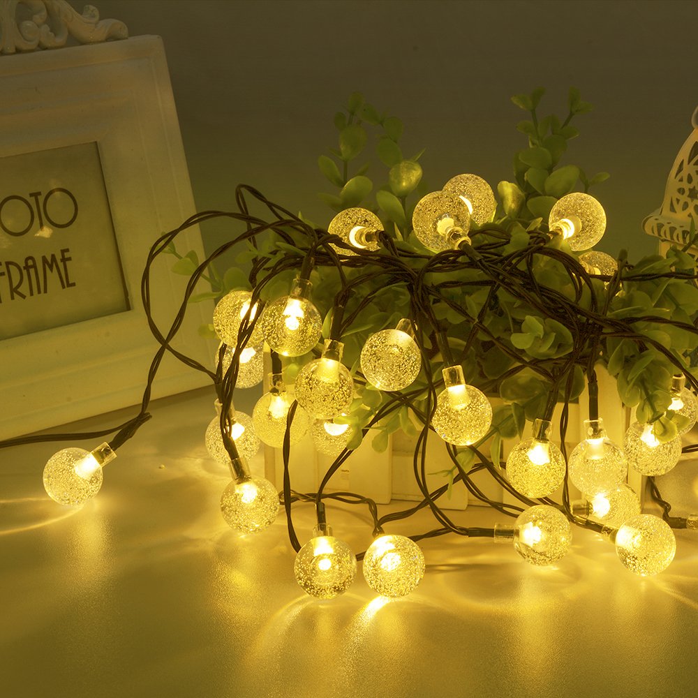 Warm White Lawn Decorations Ankuka Globe Solar String Lights 20ft