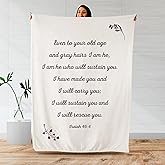 Scripture Blanket with Bible Verse from Isaiah 46:4 - Ivory Luxuriously Soft 50"x65" Inspirational Throw Blanket - Lightweight Flannel Fleece Blanket