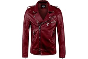 chouyatou Men's Vintage Asymmetric Zip Lightweight Faux Leather Biker Jacket
