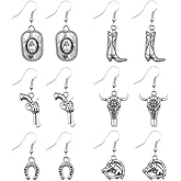 Western Earrings for Women Cowgirl Earrings Cowboy Boot Earrings Cowboy Hat Cattle Head Pistol Earrings Rodeo Country Earrings for Women