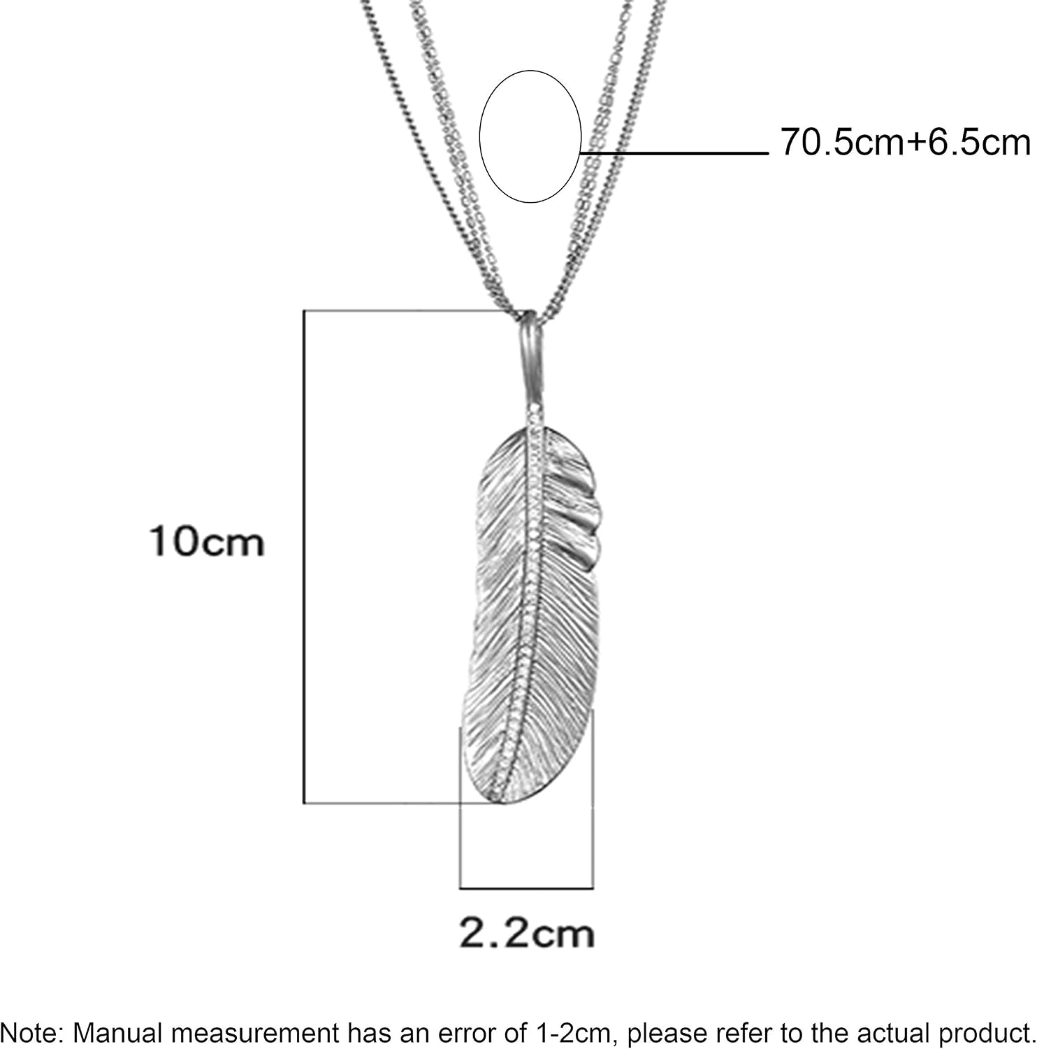 Stylish Long Chain Necklace Feather with Shining CZ Crystal Pendant Necklace Gold and Silver Plated Jewellery for Women Girls (Gold Plated) - Image 3