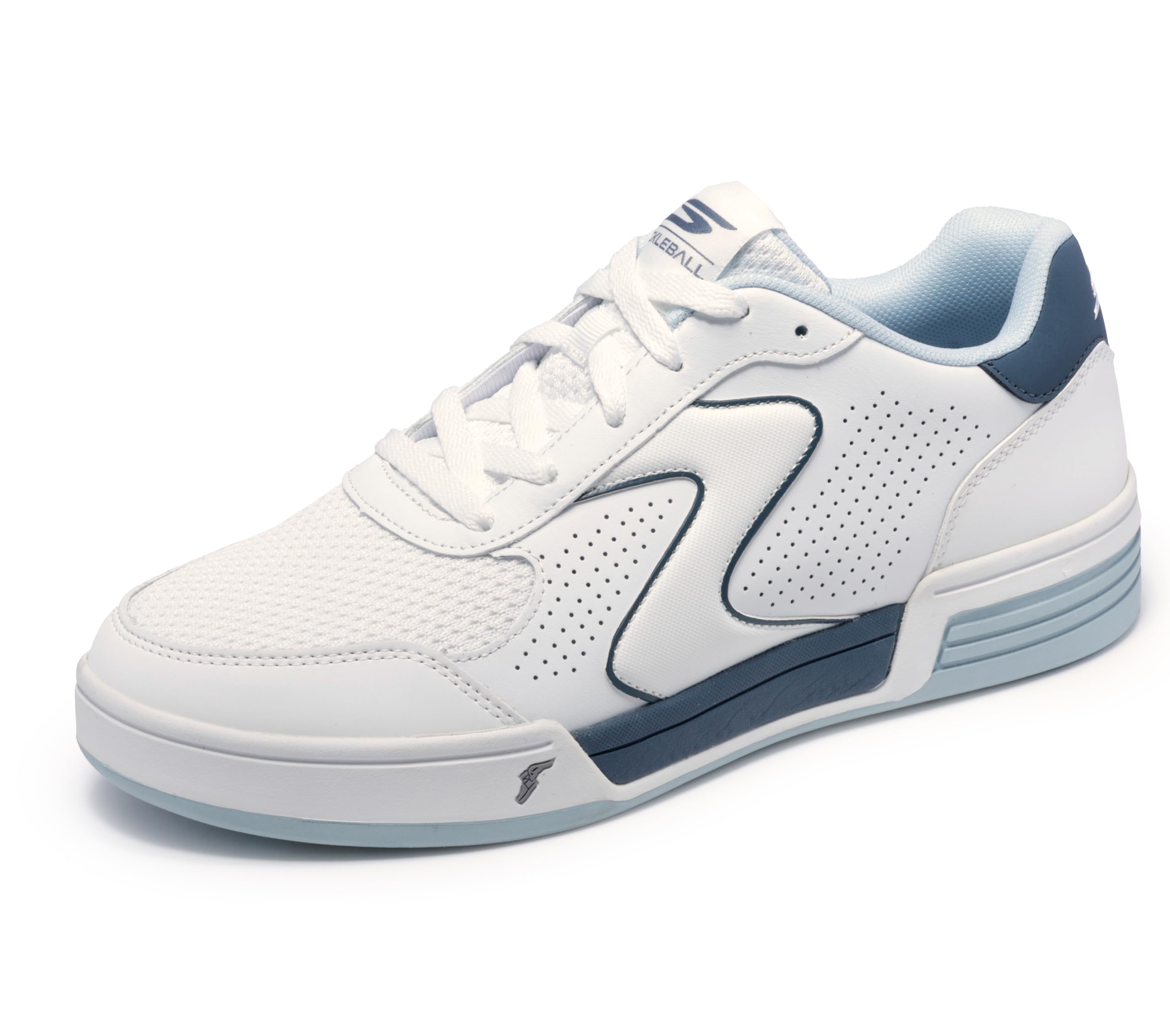 Skechers Men’s Viper Court Classic Pickleball Sneaker, White/Blue, 10