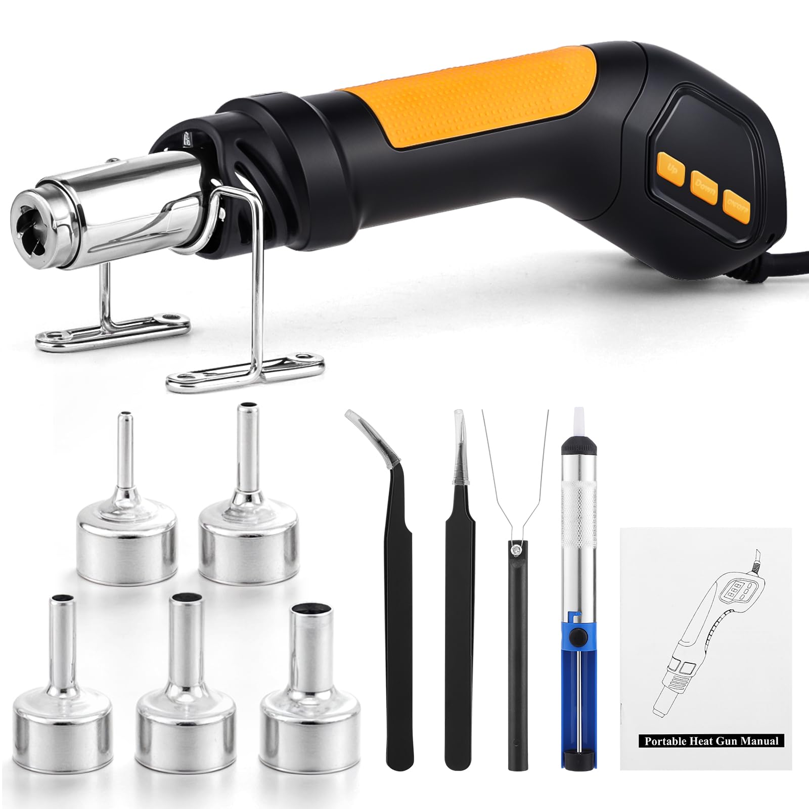 Photo 1 of Gyfent Heat , 700W 212°F~932?(100°C~500°C) Mini Soldering Heat Gun Hot Air Rework Station with LED Digital Display & 5Pcs Nozzles & 5Pcs Accessories for Crafting Shrink Tubing Electronics DIY(5FT)