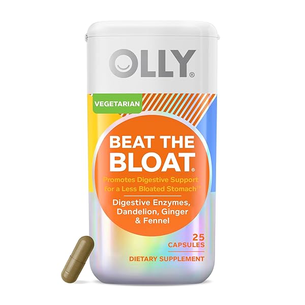 OLLY BEAT THE BLOAT CAPSULES, DIGESTIVE SUPPORT ENZYMES, SUPPLEMENT FOR WOMEN – 25 COUNT