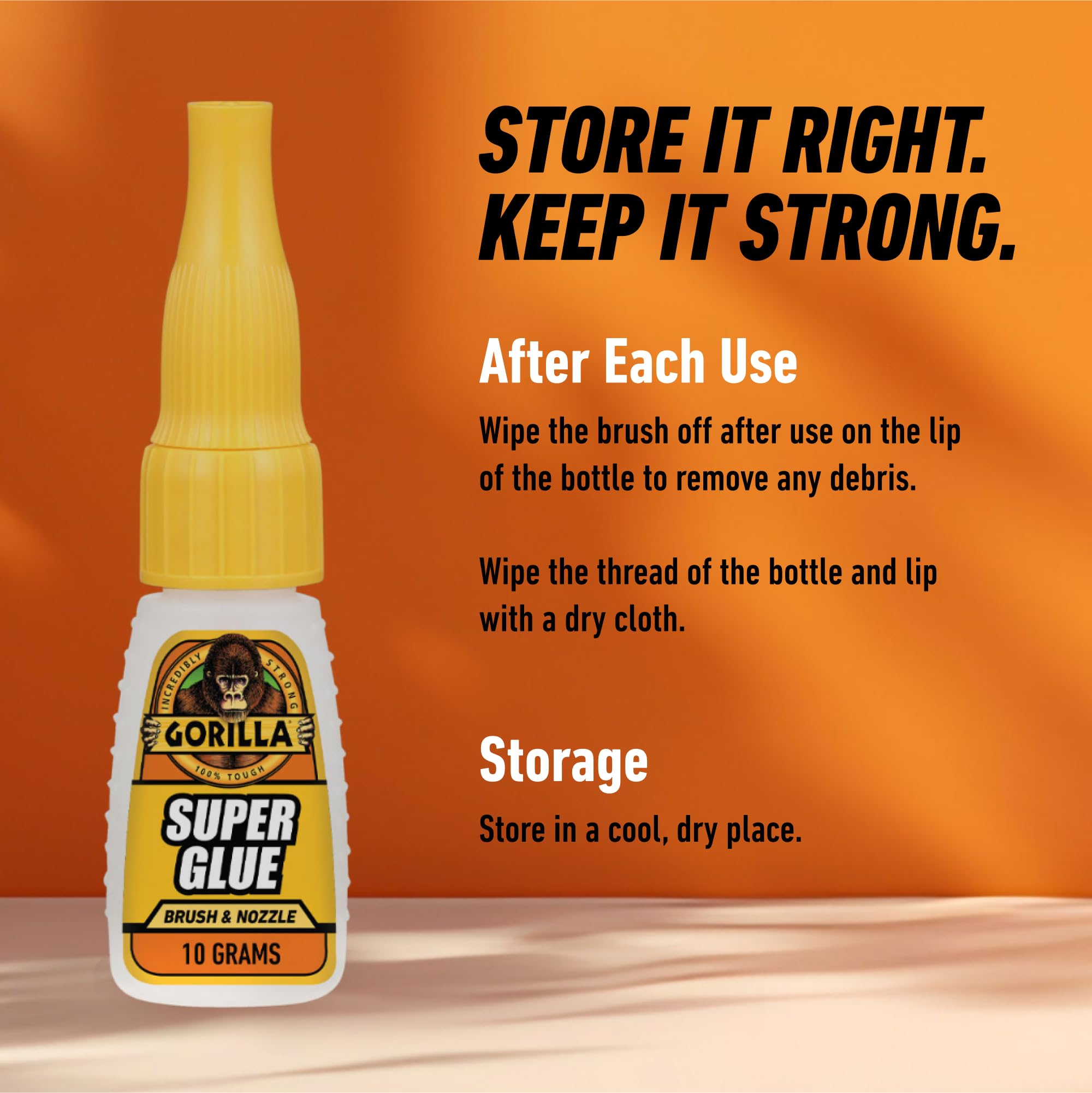 Gorilla Super Glue with Brush & Nozzle Applicator, Clear Glue, 12 Gram (Pack of 1) - All Purpose and Fast Setting for Projects and Repairs