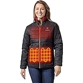 ORORO Women's Lightweight Quilted Heated Jacket with Heated Collar and Battery, Heated Quilted Jacket Coat