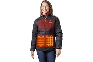 ORORO Women's Lightweight Quilted Heated Jacket with Heated Collar and Battery, Heated Quilted Jacket Coat
