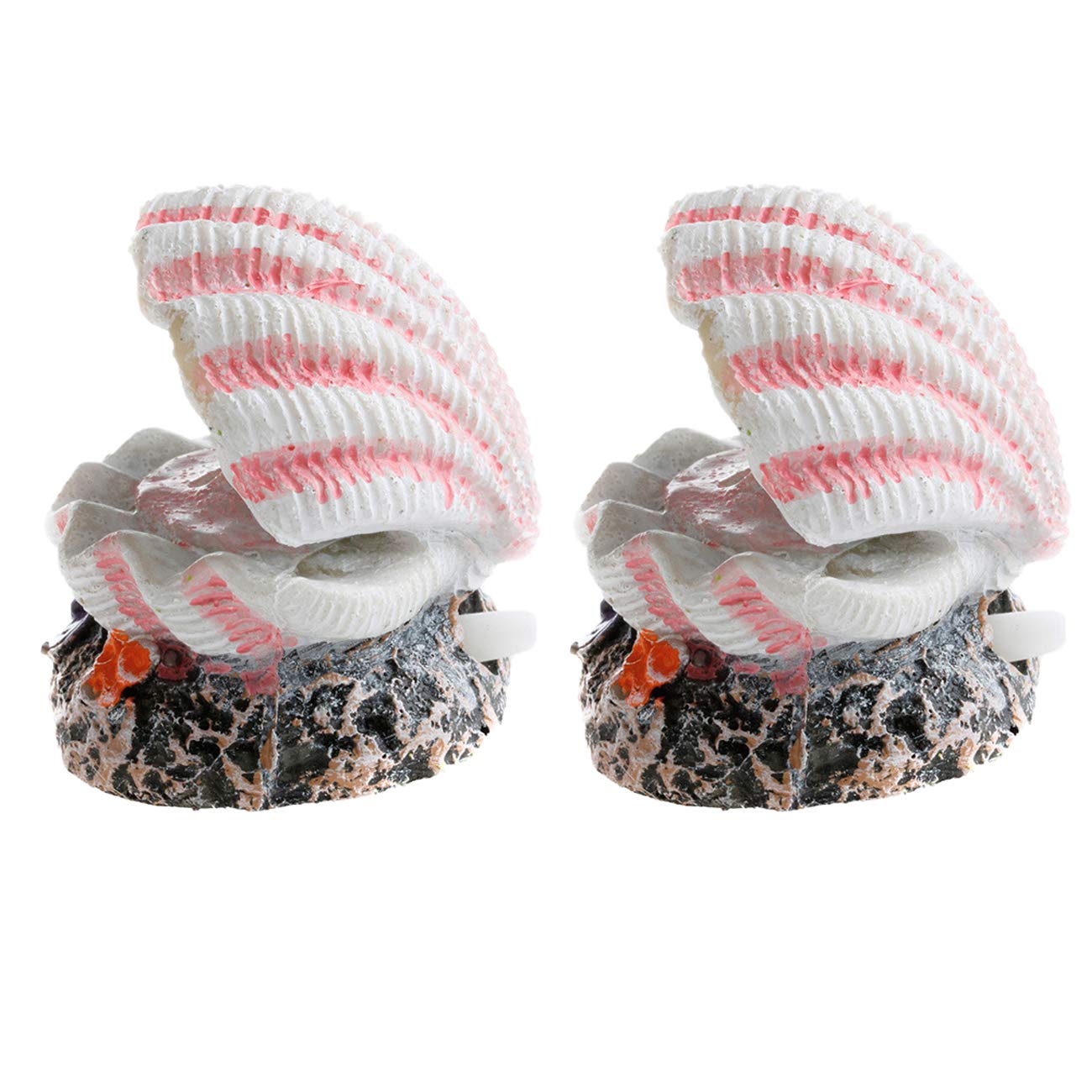Furnrubden 2 Pcs Fish Tank Shell Pearl Bubble Stone Air Stone Resin Sea Shell Decoration for Aquarium Underwater Landscape Crafts Decoration