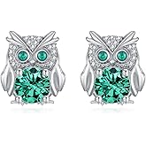 Lab-Created Emerald Stud Earrings for Women 925 Sterling Silver Jewelry Earrings for Mother Wife Her