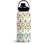 Uibunoo Christmas Gifts for Girls Women Boys, Snowman Water Bottle with Lid 32 Oz, Large Christmas Tumbler Gifts for Friends Mom Daughters, Santa Claus Travel Mug for Xmas Holiday, 1 PCS