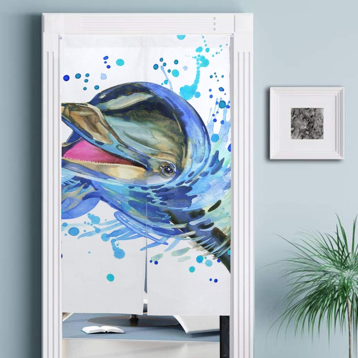 Amazon Nikivivi 間仕切りカーテン 面白いイルカ水彩イラスト海洋の自然 パーソナライズされたカスタマイズ パーティションキッチンレストランホール出口部屋装飾 洗練されたシンプルなスタイル カーテン オンライン通販