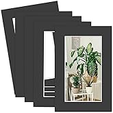 MBC Mat Board Center, 5 Pack 4x6 for 3x5 Black Picture Mats Frame Mattes, Bevel Cut, Acid Free, 4-ply Thickness