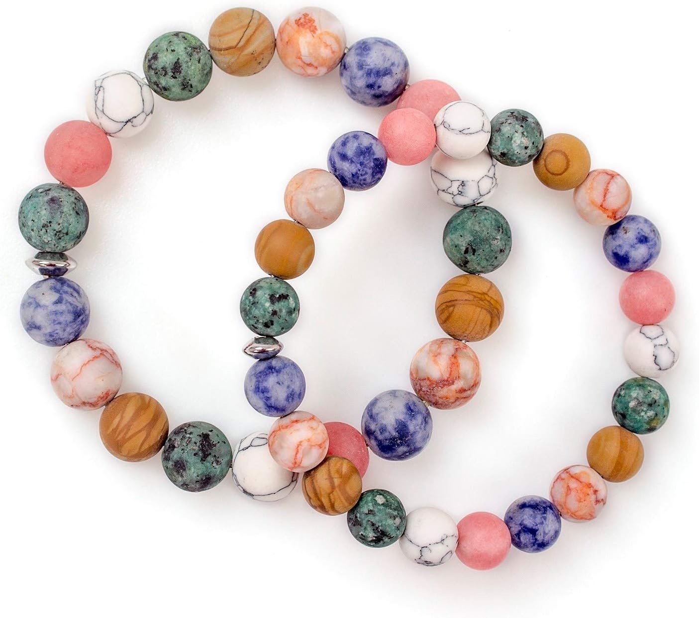 PWMENLK Couples Bracelets,Chakra Natural Stone Distance Friendship Handmade Gemstones Bead Balance Rainbow Bracelet Gifts for Women Men Couple(8mm,10mm)