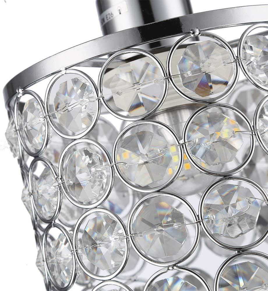 Cuaulans 3 Pack Modern Chrome Crystal Ceiling Pendant Lighting, Adjustable Pendant Light Fixture for Kitchen Dinning Room Bedroom: Home Improvement