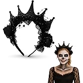 Gothic Halloween Crown Headband, Black Rose Lace Costume Accessory, Cosplay Devil Headband Party Accessory for Women Costume Ornament