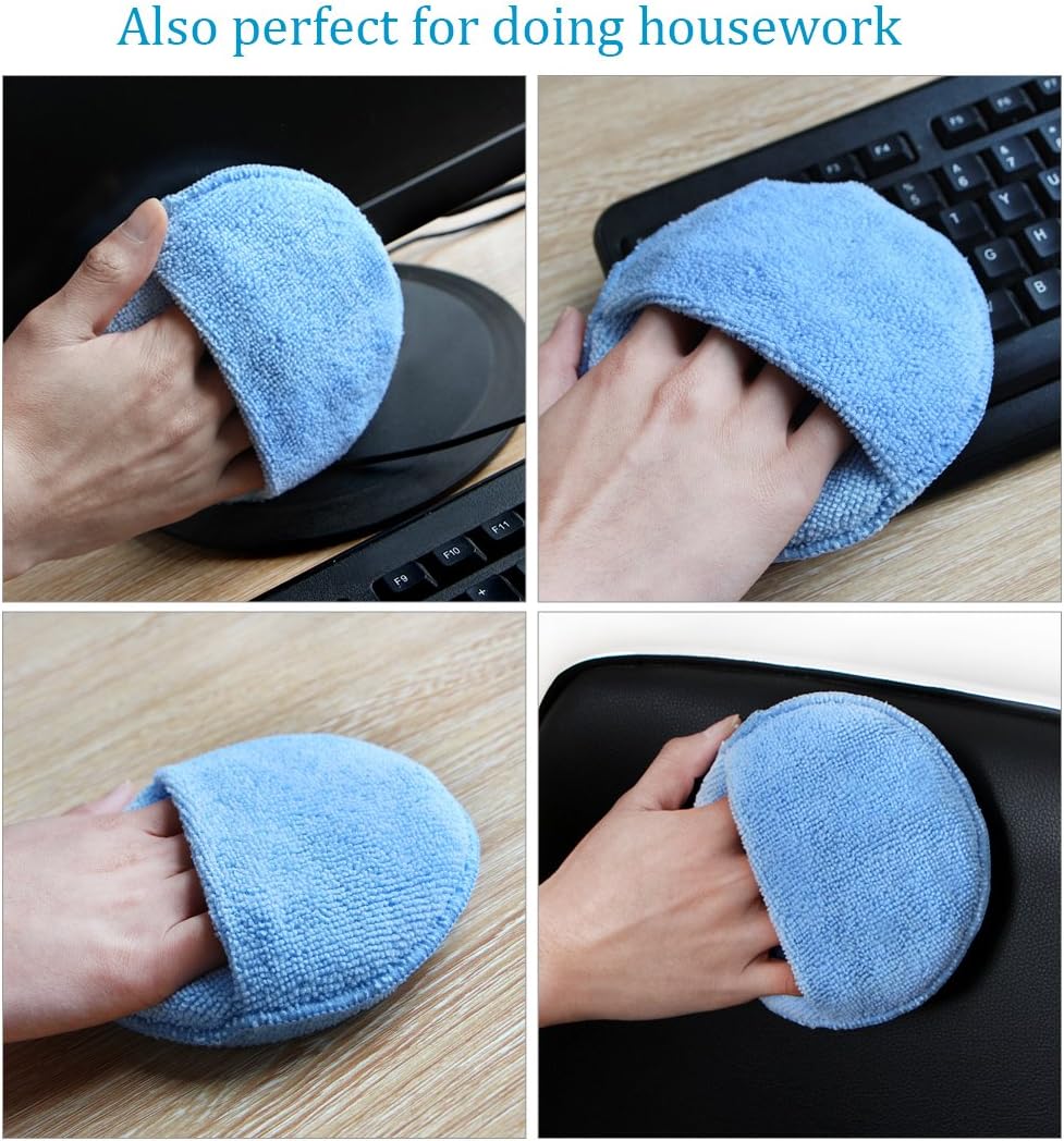 Autocare Microfiber Wax Applicator, Ultra-Soft Microfiber Wax Applicator Pads with Finger Pocket Wax Applicator for Cars Wax Applicator Foam Sponge (Blue, 5" Diameter, Pack of 10): Automotive