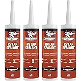 Liquid Rubber RV Lap Sealant, Self-Leveling Roof Sealant for RV Vents, Skylights, AC Units & Roof Seams, Waterproof, White, 4