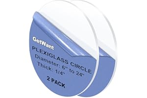 GetWant 2PCS Clear Round Acrylic Plexiglass Sheet 10" Diameter 1/4" Thick Plexiglass Circle - for Signs Making, Digital Printing, Engraving, Cake Discs, Craft, Painting, Laser Cutting