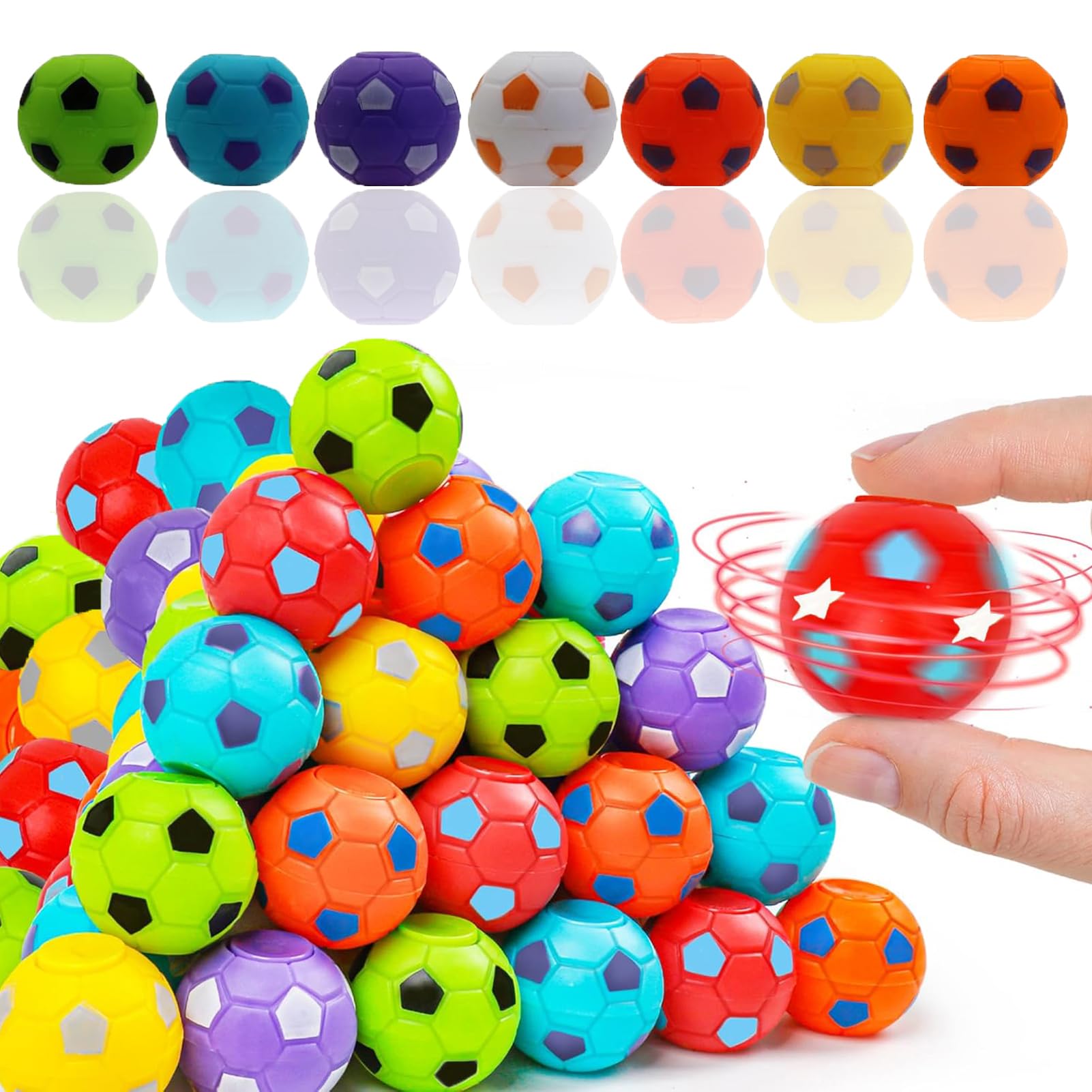 Football Fidget Toys for Kids, 40Pcs Mini Soccer Fidget Spinners for Teen Adult Anti Anxiety and Stress Relief Football Party Bags Fillers for Birthday Christmas Halloween Party