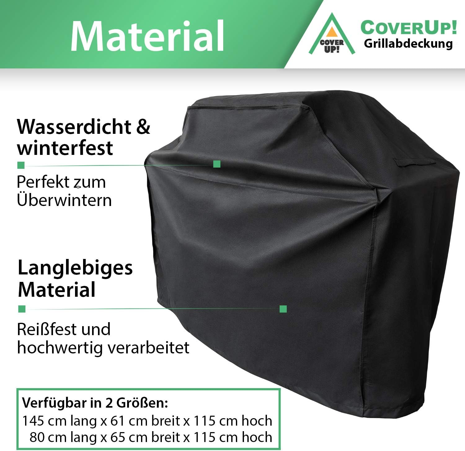 CoverUp! barbecue cover 145 x 61 x 115 cm - premium barbecue cover BBQ cover waterproof heavy duty - incl. e-book with recipes - black - Image 4