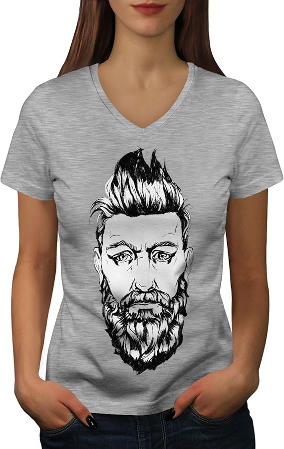Wellcoda 髭 男 スタイリッシュ ファッション 婦人向け S 2xl リンガーtシャツ Tシャツ カットソー 通販 Amazon
