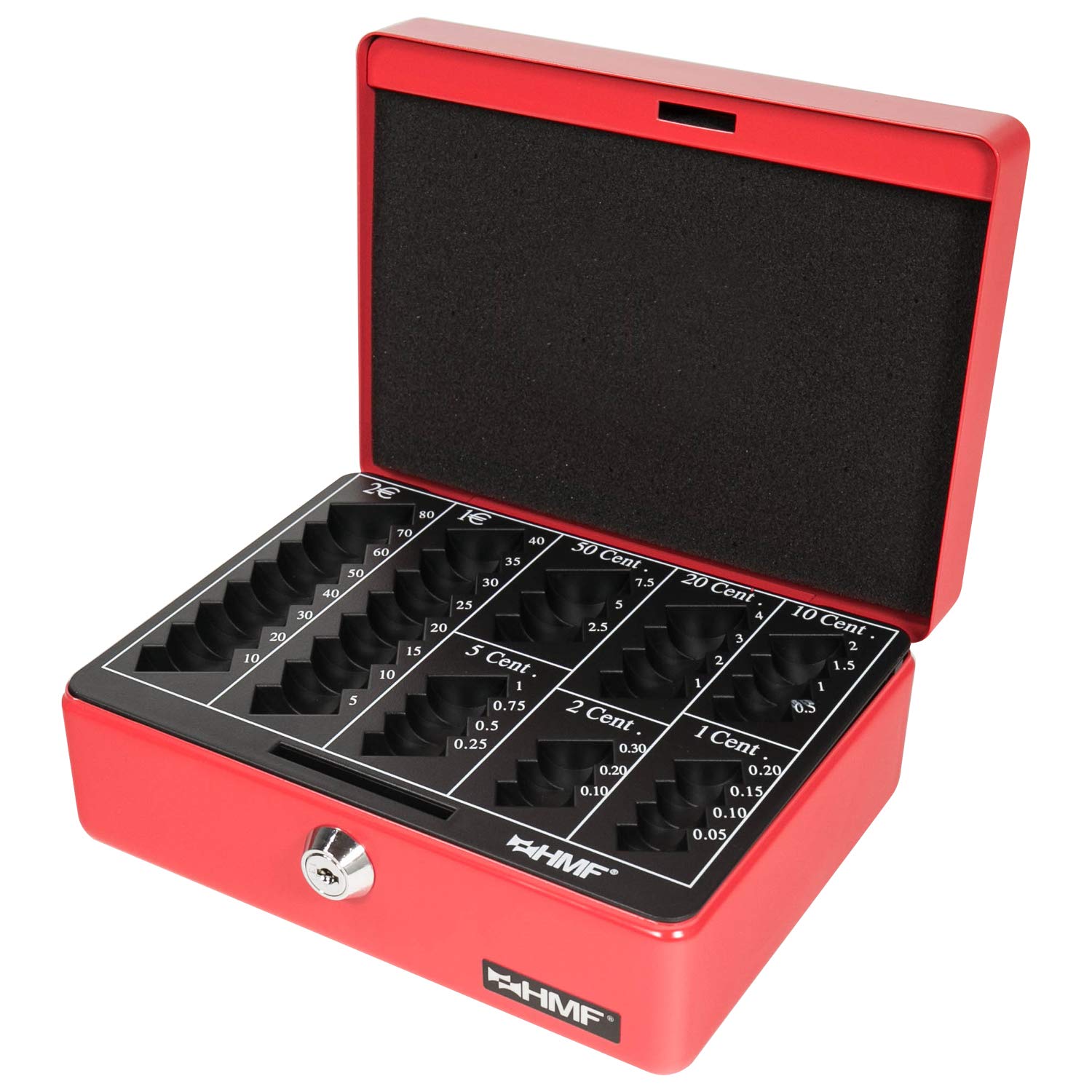 HMF 308-03 Cash Box EURO Coin Tray 20 x 16 x 9 cm, red — image 1