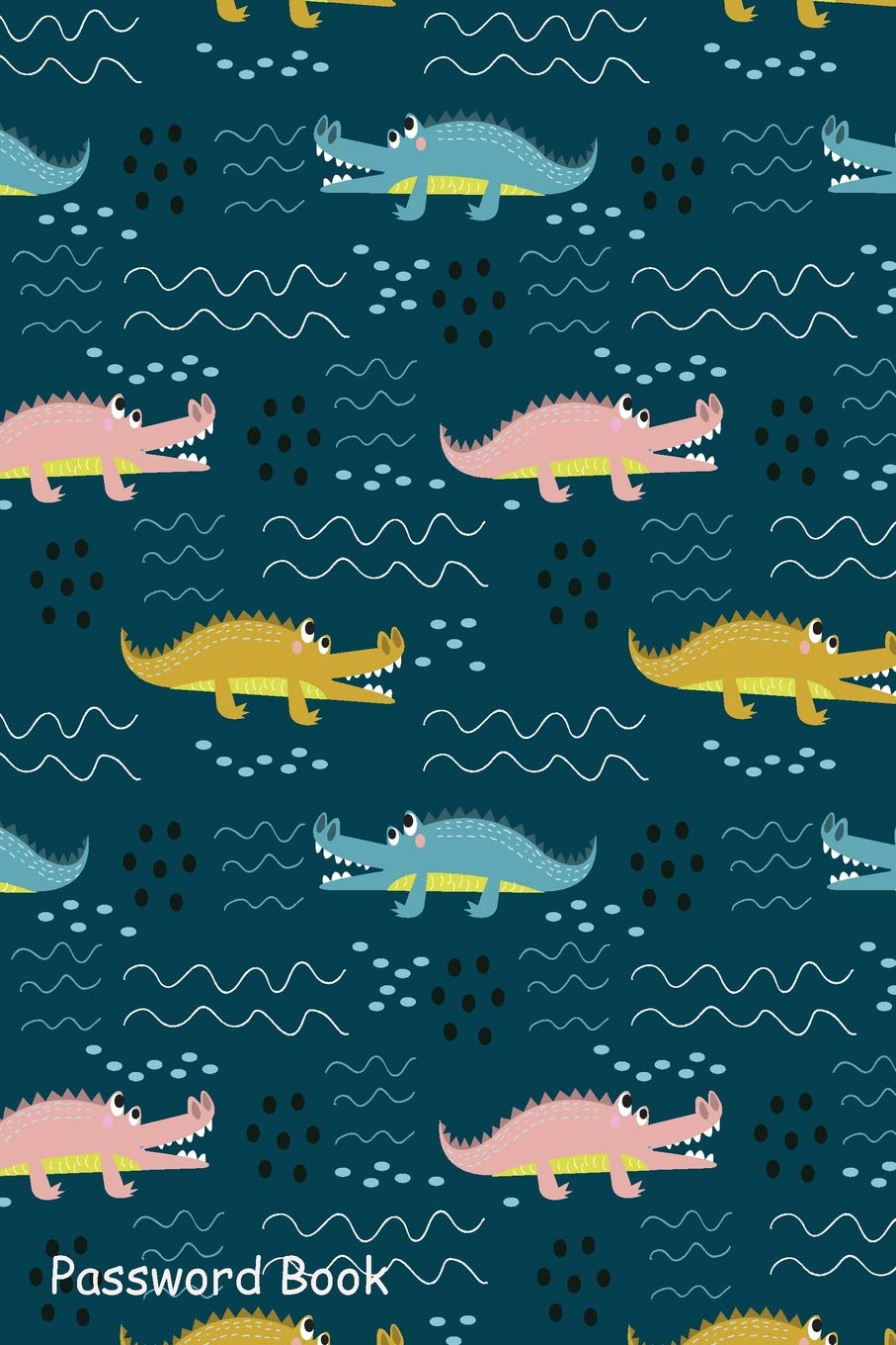 Password Book: Include Alphabetical Index With Cute Crococile Seamless