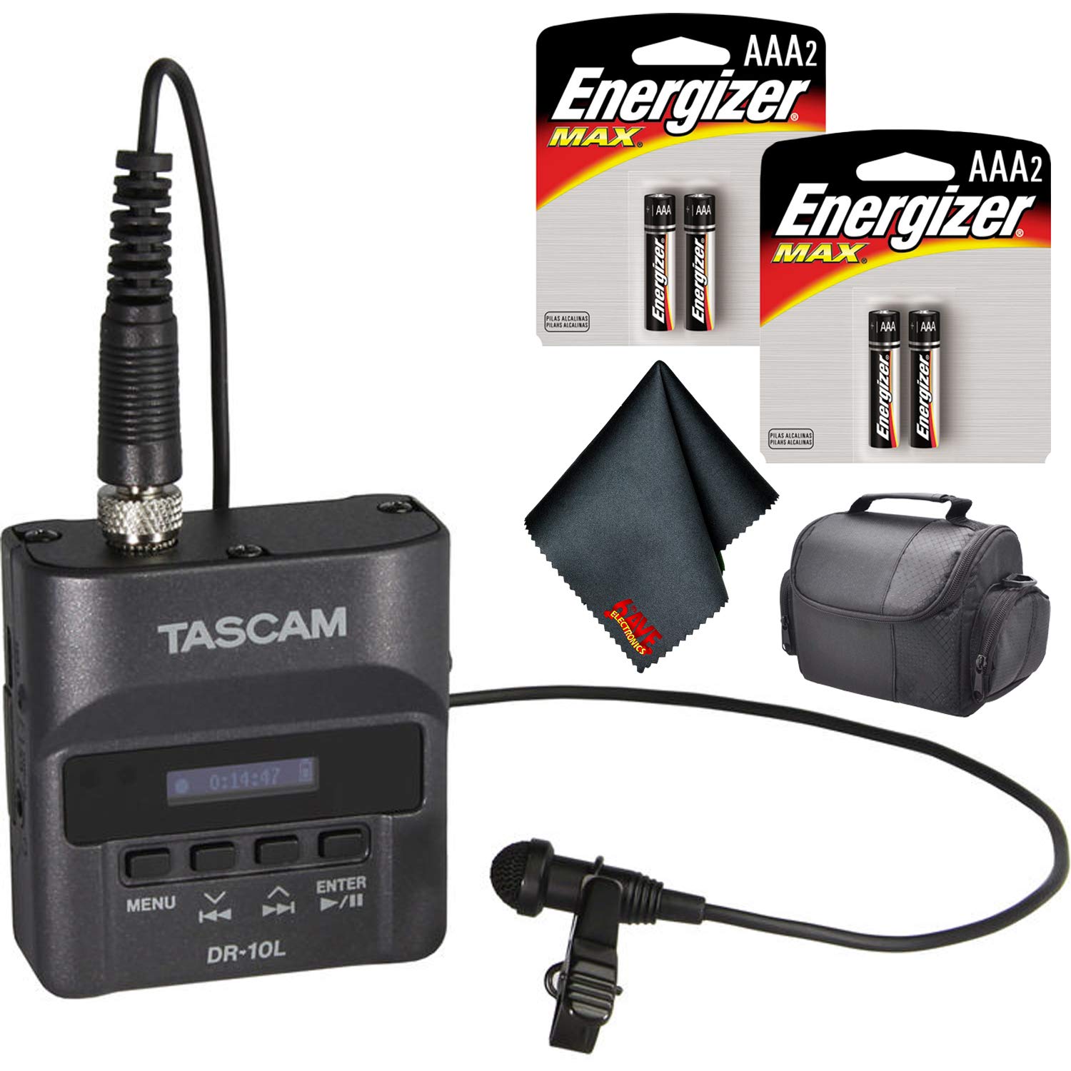 Tascam DR10L Digital Audio Recorder +Lavalier Mic (Black) Basic Bundle