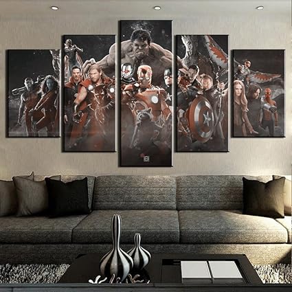Amazon Com Kljdfks 5 Pieces Canvas Hd Prints Avengers