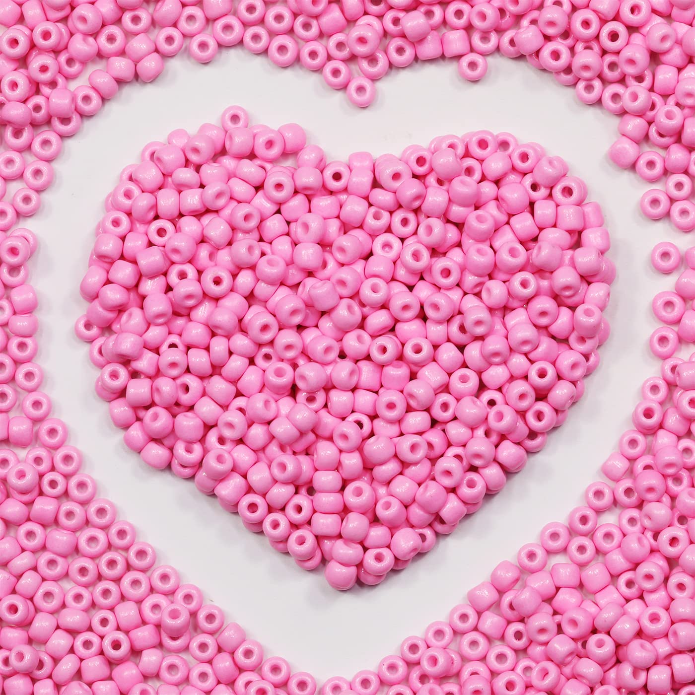 4mm Pink Seed Beads About 1600pcs/110Grams in Bag,6/0 Glass Craft Beads for Making Earrings, Waist Jewelry, DIY Handmade Seed Beads (Pink) — image 1