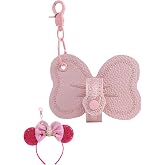 Nuolich Mouse Ear Headband Holder for Backpack Leather Bow Keychain Charm | Theme Park Trip Essentials, Bag Accessories, Lanyard Strap, Display Organizer Decor