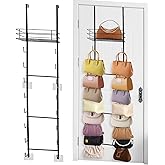 HAOPENGYOU Over Door Hanger for Backpacks - 2-Tier Metal Schoolbag Storage Hanger, Space Saving Storage Rack for Closet, Easy Install (16 Hooks)