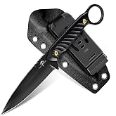 Purple Dragon Fixed Blade Knife - Survival Knife for Bushcraft - Black | 440C Steel Blade, G10 Handle, Full Tang Camping Knives with Horizontal Carry Sheath for Hunting Hiking - Ideal Gifts for Men