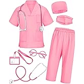 ICECUTE Doctor Costume for Kids Scrubs with Accessories,7Pcs Toddler Halloween Costume for Boy Girls,3-11 Years