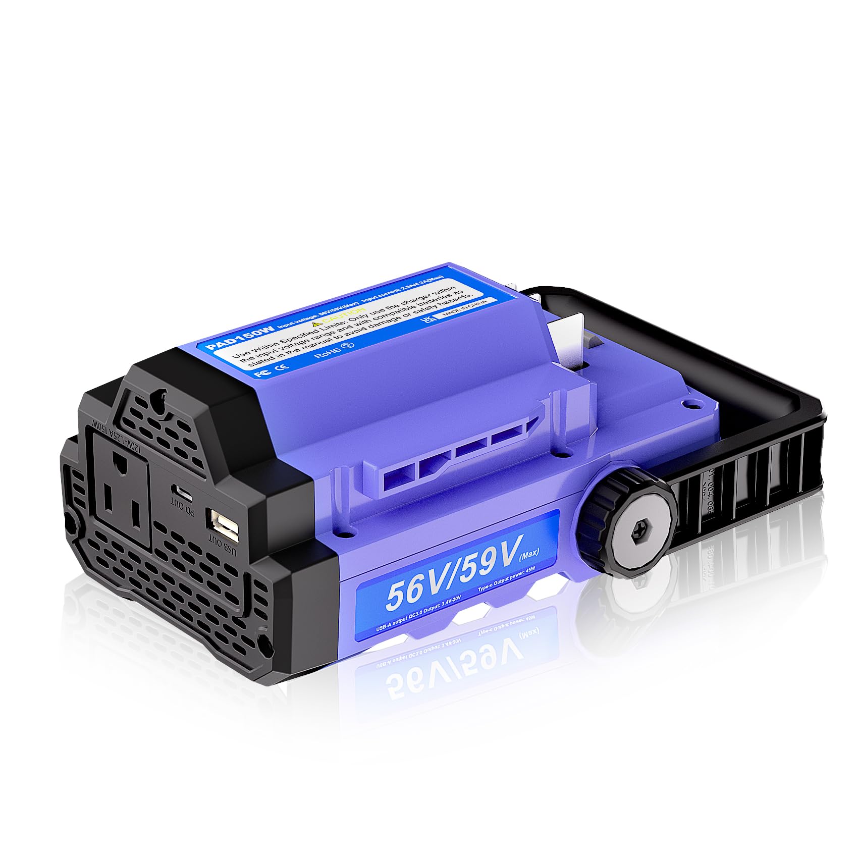 Photo 1 of 150W Inverter for EGO 56V Battery, Replacement for Power+ Nexus Escape PAD1500 PAD1800 PAD5000, Portable Generator Power Station with 120V AC Outlet & USB-A & USB-C Port for RV Camping, Emergency
