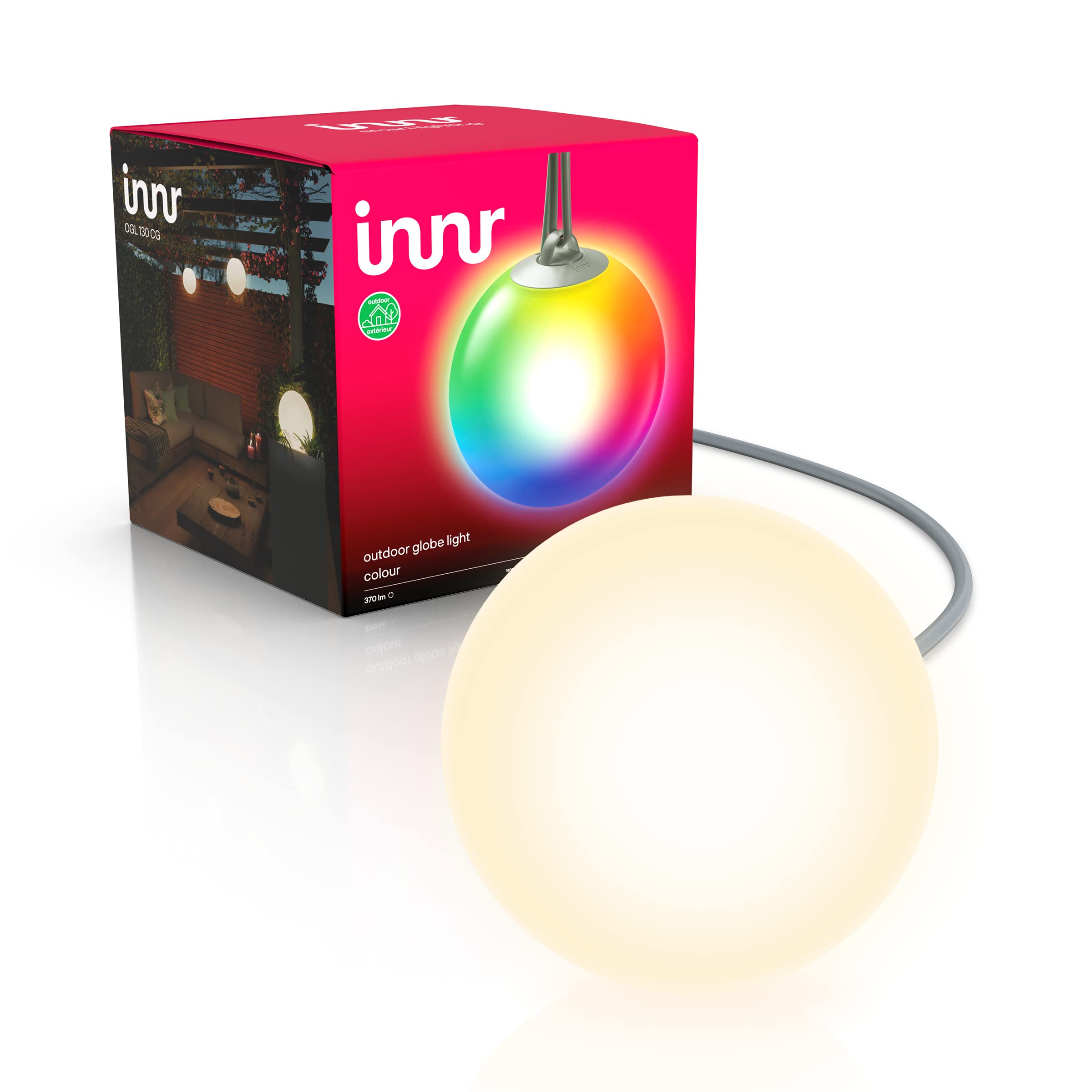 Innr Smart Globe Light Extension, White & Colour, Garden LED Spotlight, IP65 Waterproof, Outdoor Pathway Lighting, 1-Pack (OGL 130 C Base Set Required)