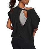 3rd hill Women Open Back Workout Shirts Short Sleeve Tops Casual Yoga Y2k Athletic Gym Running Crop Tees