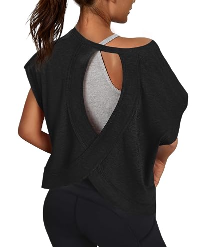 Amazon.com: Open Back Tops for Women Baggy Workout Shirt Backless