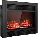 Giantex 28.5" Electric Fireplace Insert, Wall Recessed/Mounted, Freestanding Fireplace with Remote Control, 3 Color Adjustable Flames, 2 Modes Heat, 8 H Timer, 5 Brightness Settings, 750/1500W Heater