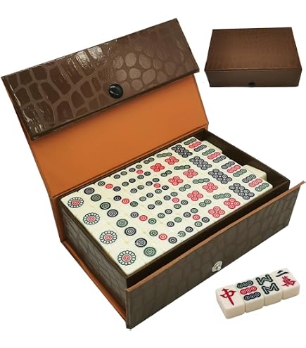 Cadeau Jeu Adulte Asiatique Jeu De Mahjong Traditionnel Chinois 144 Pièces Portable - Idéal Pour Soirées Jeux Entre Amis Et En Famille
