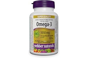 Webber Nautrals Omega-3 Fish Oil 1050 mg, Mini Clear Enteric Softgel, Burp-Free, High Absorption, Supports Heart, Brain, Eye 
