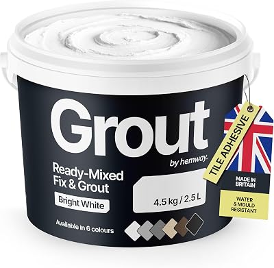 Hemway Bright White Ready Mixed Grout & Fix 4.5kg 2.5L Wall & Tile Adhesive