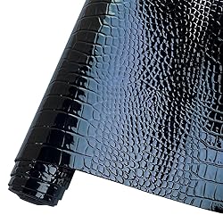 HYANG Black Glossy Embossed Crocodile Texture PU