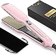 Wavytalk Wet to Straight Hair Straightener, Titanium 1.75 Inch Wide Vent Sesh Flat Iron for Damp or Dry Hair, Straightener with Dual Voltage Leave Silky Smooth Look, 20% Faster Styling, Pink
