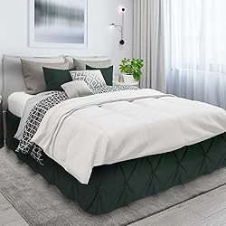Nestl Forest Green Bed Skirt Full Size, Pinch Pleat