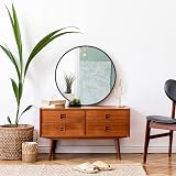 Warmiehomy Round Wall Mounted Mirror 40 cm Black Aluminum Frame view 6