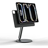 LULULOOK iPad Magnetic Stand Upgraded 360° Rotating Base, Foldable Adjustable Aluminium iPad Holder for Pro 11" M4/M5 Desk Stand, Only for ipad Pro 11 inch M4 (2024)/M5(2025)