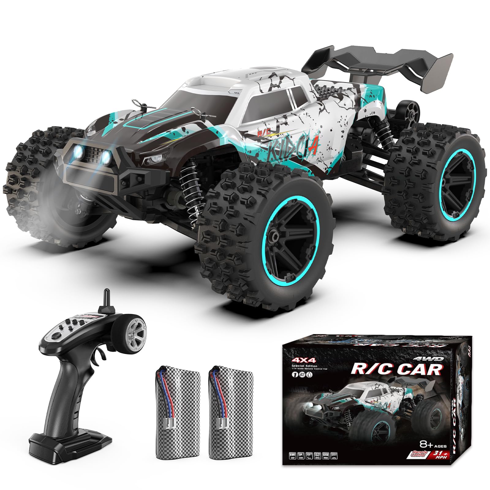 Photo 1 of Scientoy 1:14 RC Cars 50 KM/H, High Speed 4WD All Terrain RC Truck, Offroad Remote Control Car with 60 Mins Running, Fast RC Cars for Adults with 2 2000 mAh Rechargeable Batteries,Gifts for Teen Boys