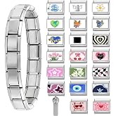 ITingstere Italian Charms Bracelet Sets with Starter Brascelet DIY Gifts | Italian Charms Bracelet, Modular Charm, DIY Module Jewelry Gifts for Women Men,Handmade Bracelet Link