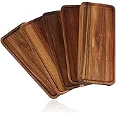Wooden Serving Platter, 9.8 x 5.1 Inch, Set of 5, Acacia Wood Tray, Perfect for Serving Charcuterie, Desserts, Dips, Sushi, Parties, Family Gatherings, Weddings, and Home Decor, by GNIEMCKIN.